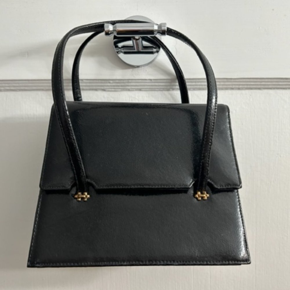 Vintage 1960's Black Patent Leather Pappagallo Purse